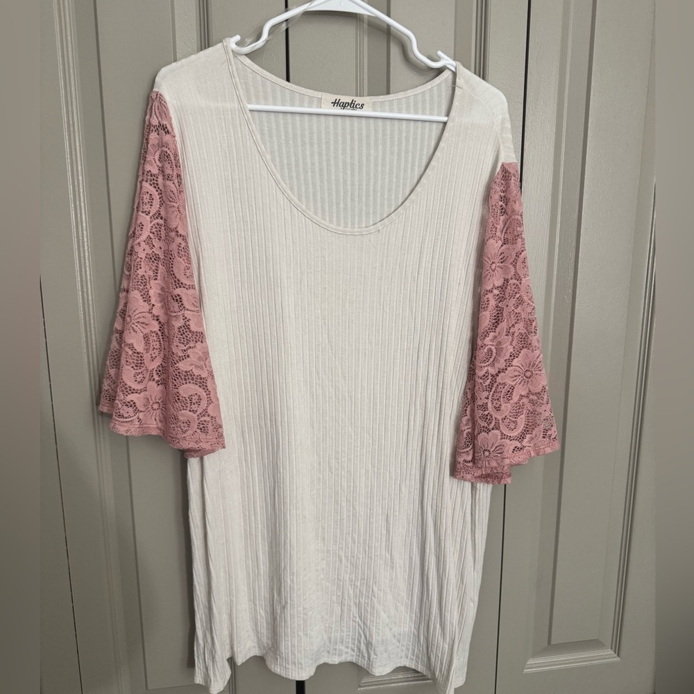 Haptics Brand Lace Sleeve Top
